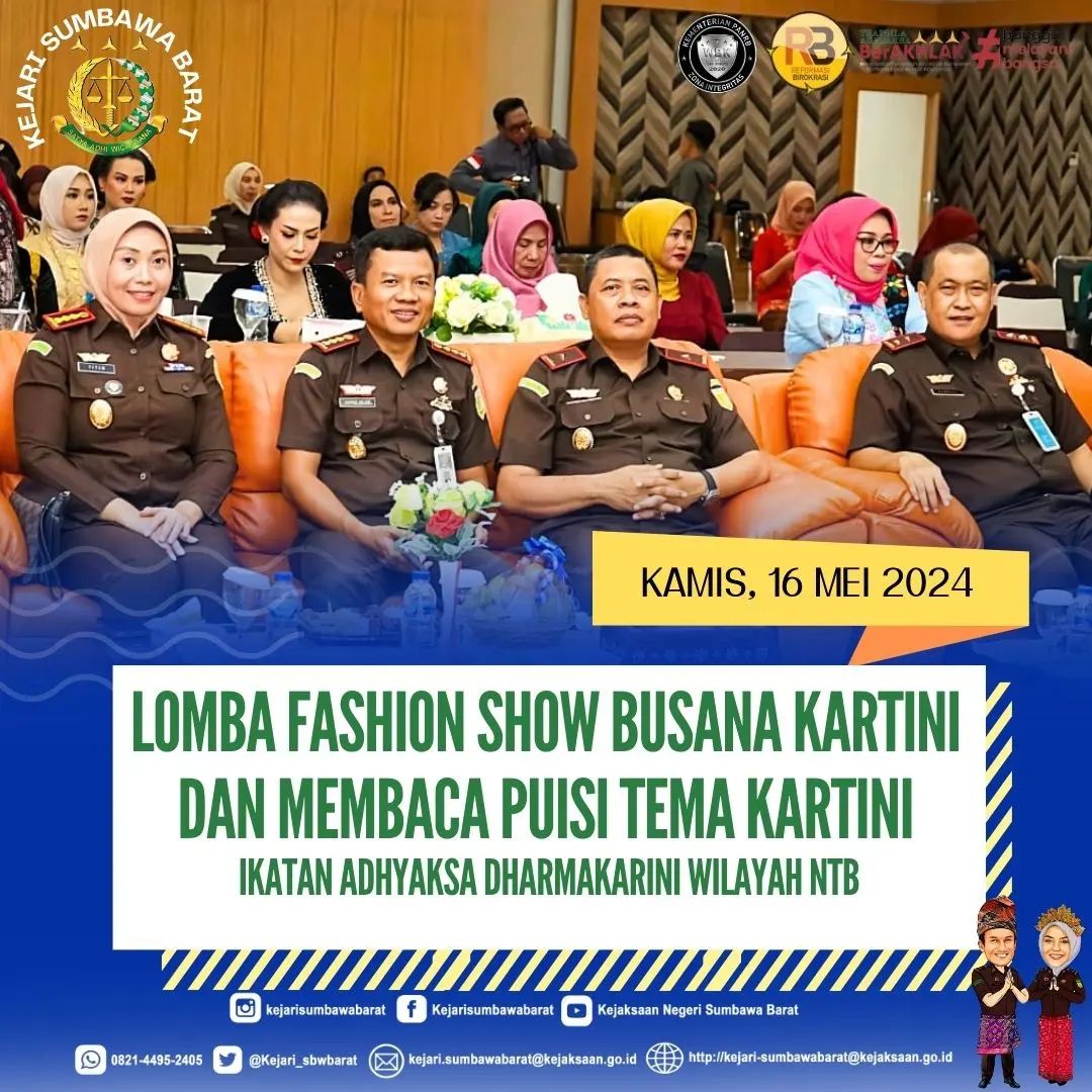 LOMBA FASHION SHOW DAN PEMBACAAN PUISI DALAM RANGKA HARI KARTINI DI KEJAKSAAN TINGGI NUSA TENGGARA BARAT
