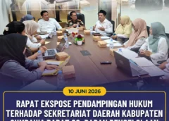 RAPAT EKSPOSE PENDAMPINGAN HUKUM TERHADAP SEKRETARIAT DAERAH KABUPATEN SUMBAWA BARAT CQ. BADAN PENGELOLAAN KEUANGAN DAN ASET DAERAH KABUPATEN SUMBAWA BARAT